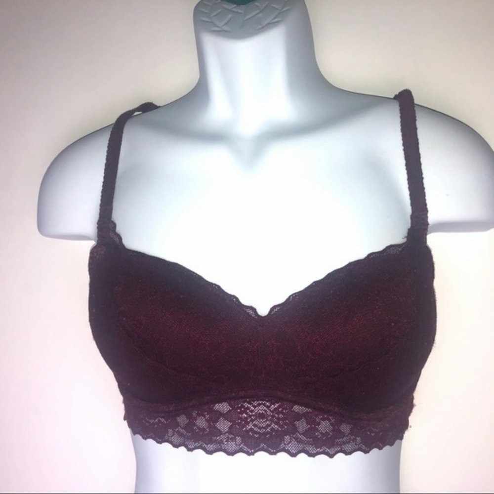 PINK Victoria's Secret Burgundy Lace Bralette Small D-DD